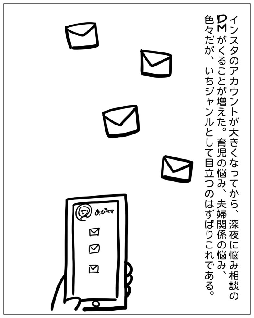 インスタのアカウントが大きくなってから、深夜に悩み相談のDMがくることが増えた。育児の悩み、夫婦関係の悩み、色々だが、いちジャンルとして目立つのはずばりこれである。