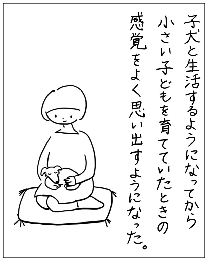 子犬と生活するようになってから小さい子どもを育てていたときの感覚をよく思い出すようになった。