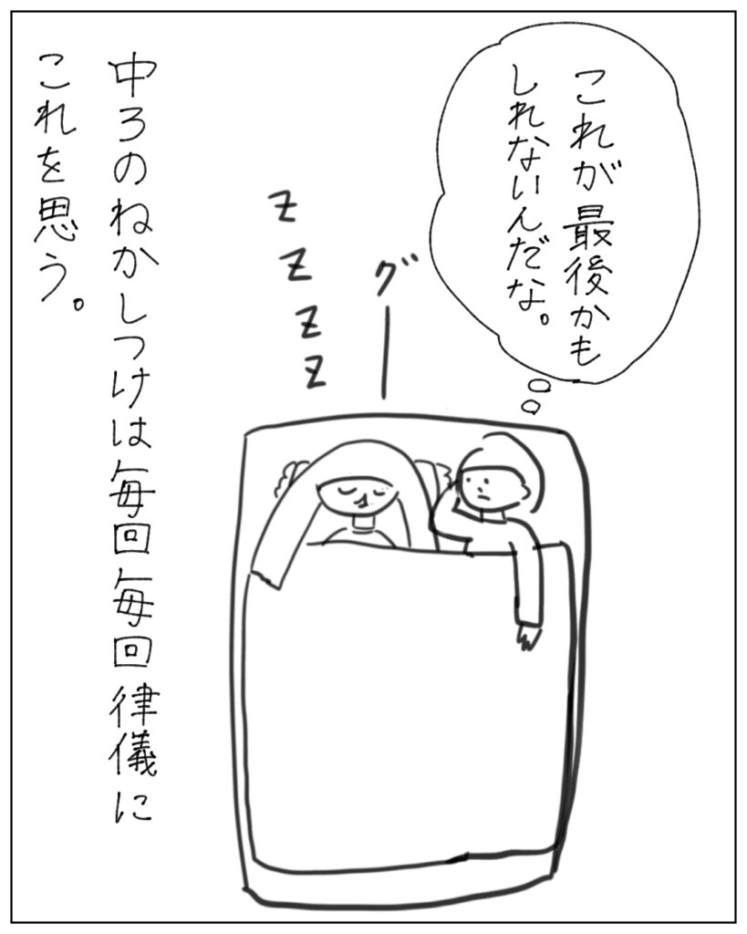これが最後かもしれないんだな。 中3の寝かしつけは毎回毎回律儀にこれを思う。