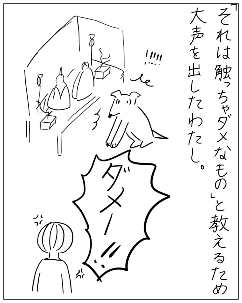 「それは触っちゃダメなもの」と教えるため大声を出したわたし。ダメー！！